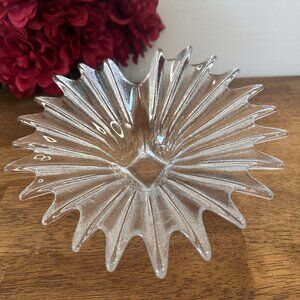 Vintage Wedgwood Clear Glass Bowl Devon Collection Starburst Textured Mid Centur